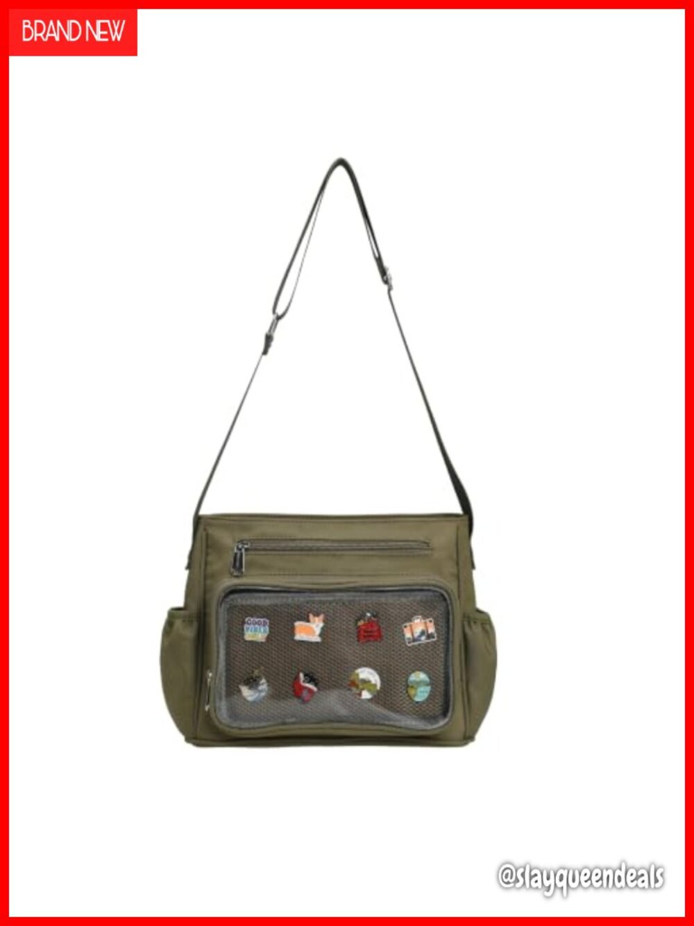 Canvas PVC Ita Bag Crossbody Pin Display Shoulder Messenger Purse